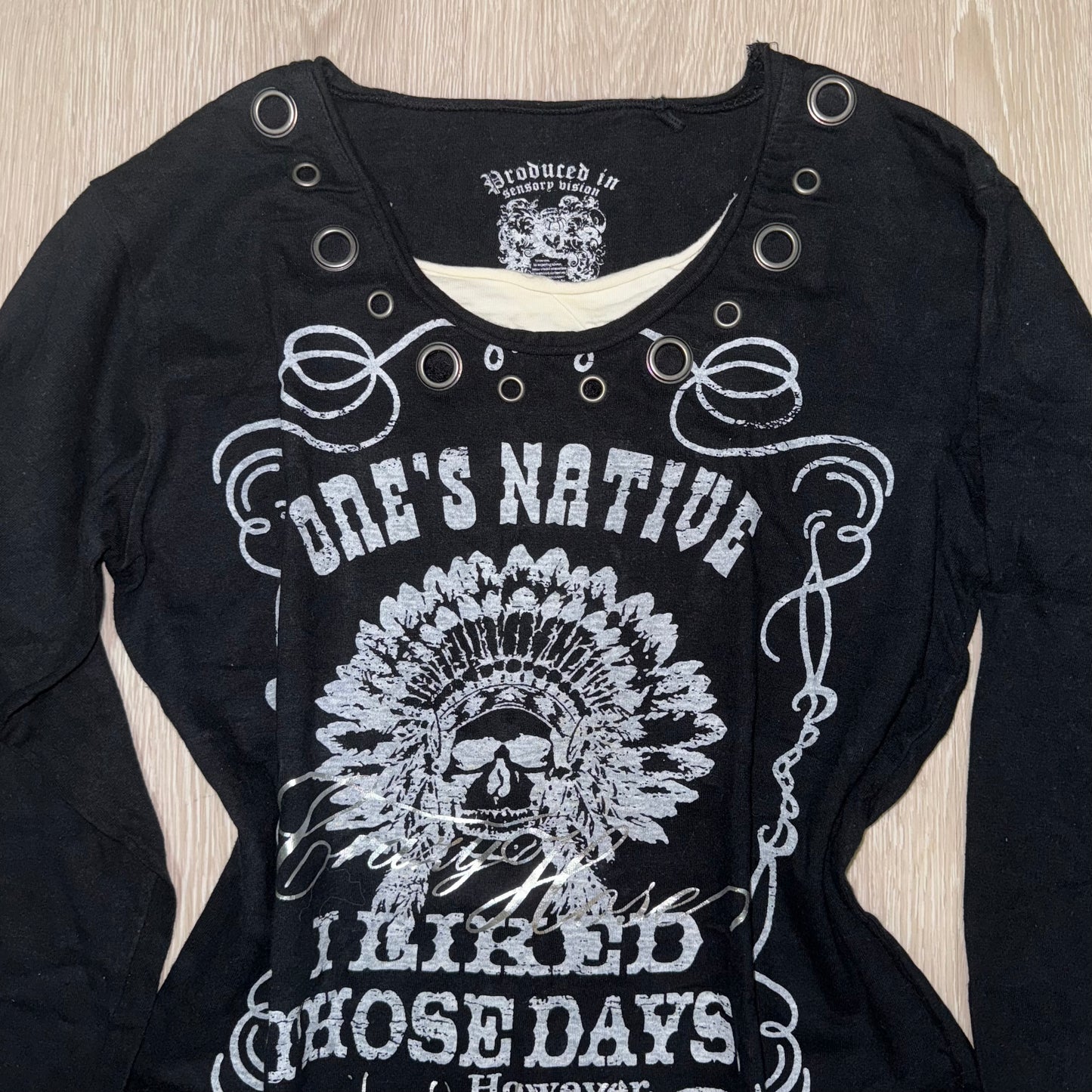 Black layered graphic long sleeve