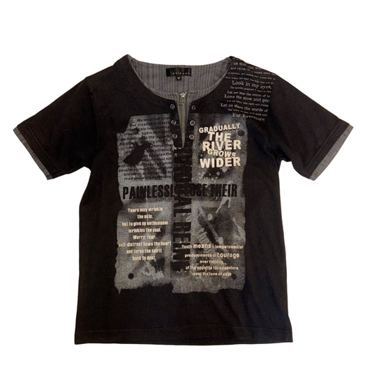 Black graphic layered top