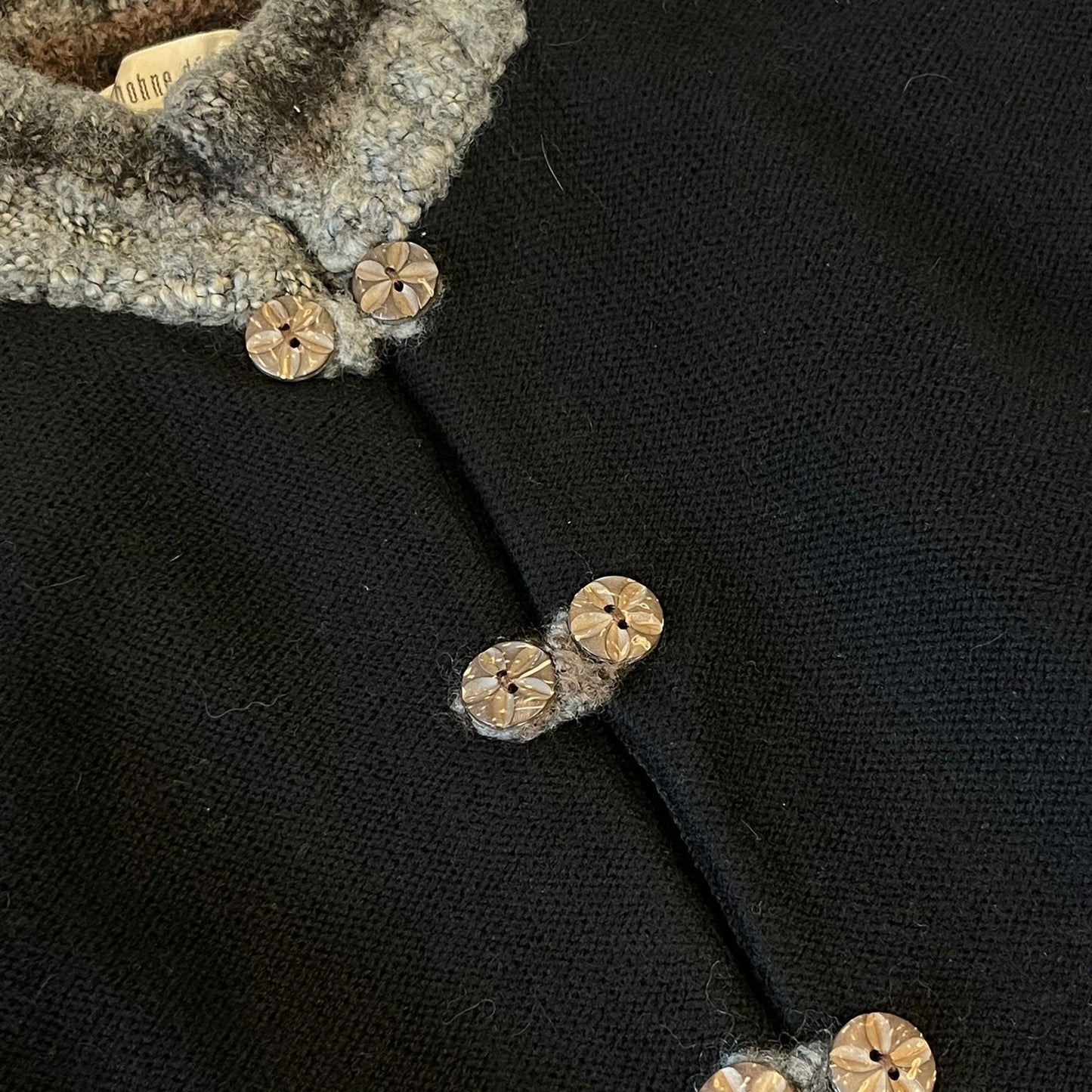 Black knit top wood button details