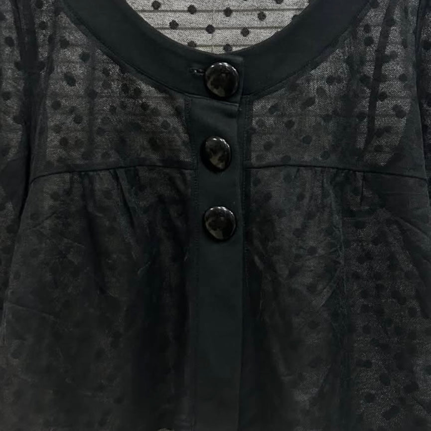 Black polka dot mesh top