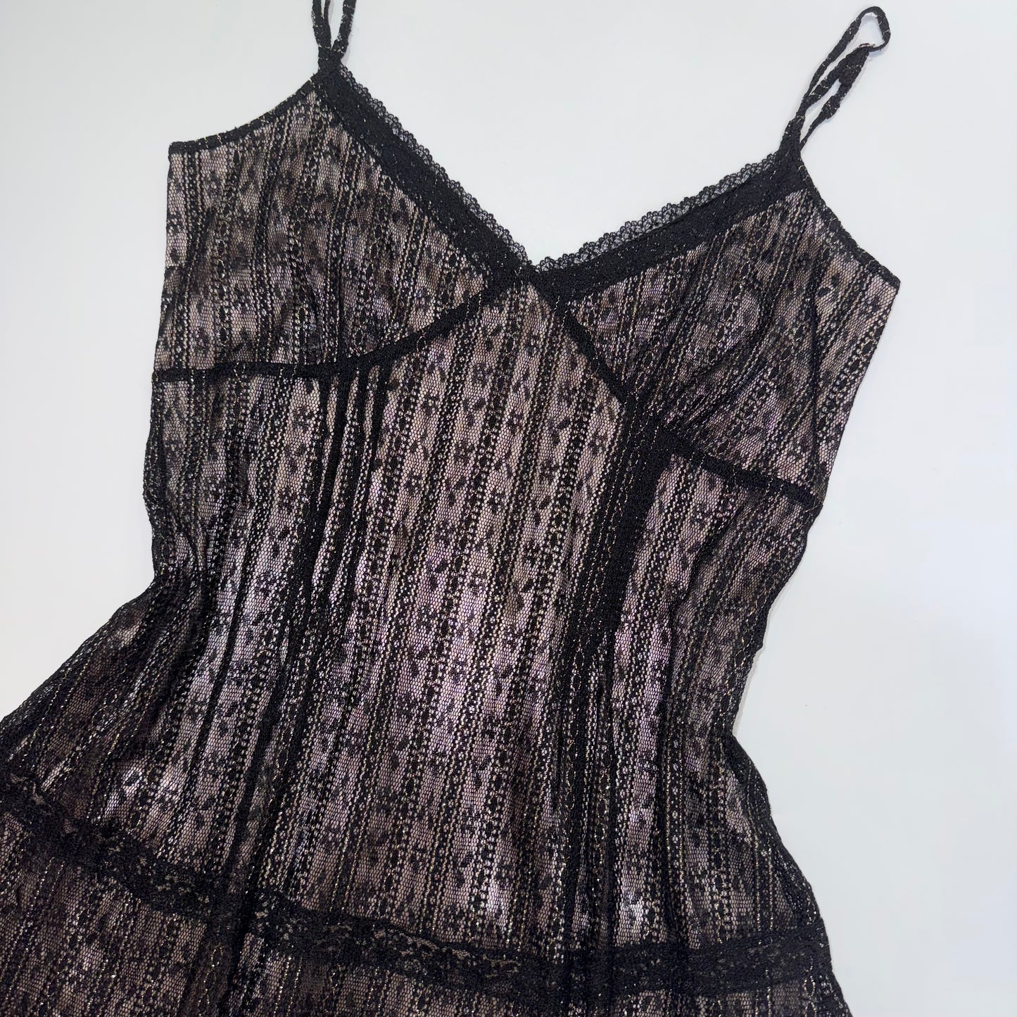 Black lace glittering cami