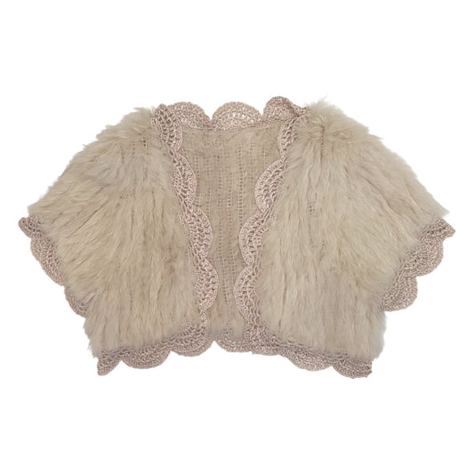 Ivory fur knit cropped outer