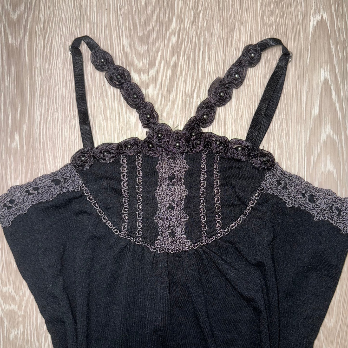 Axes black rose lace tank