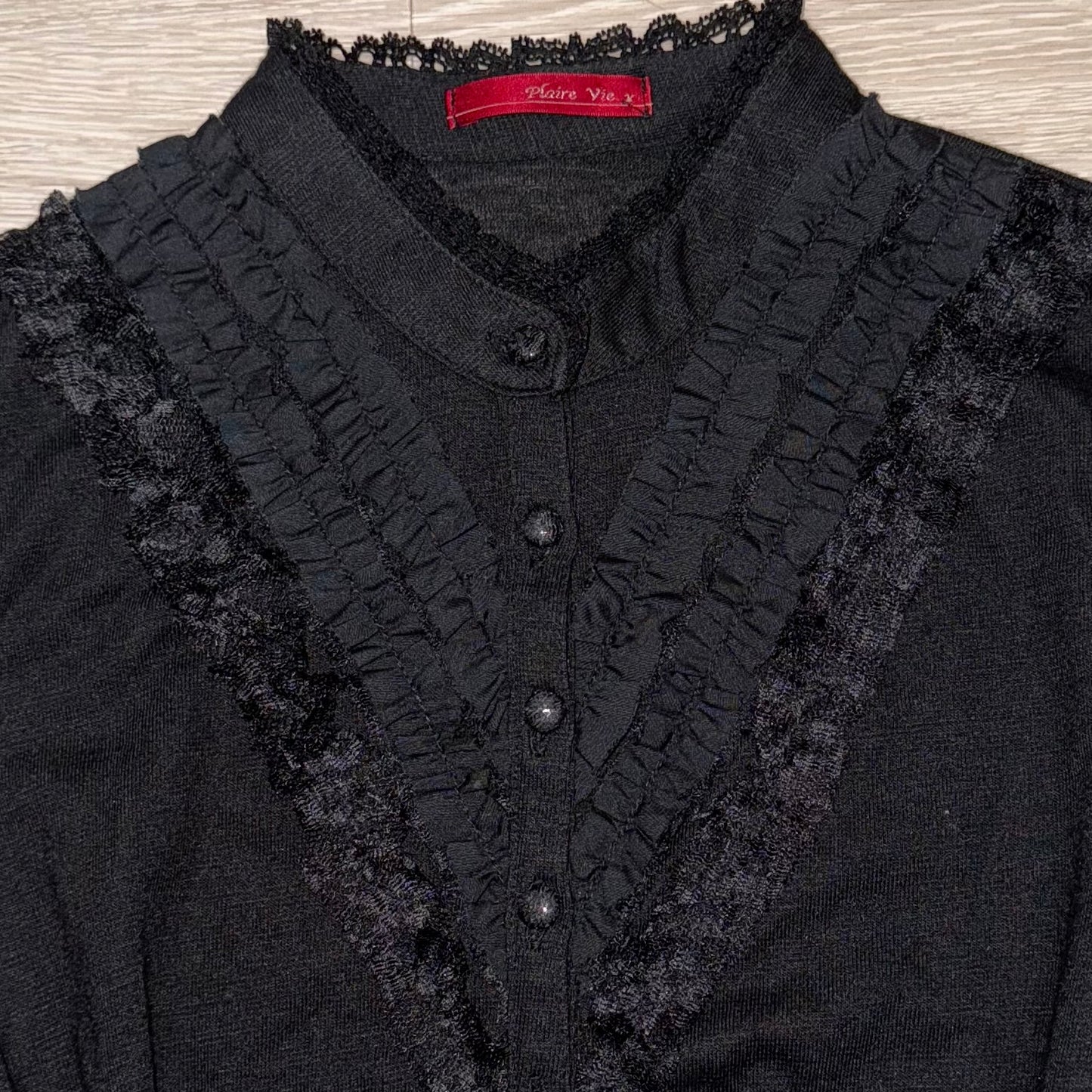 Black button up lace top