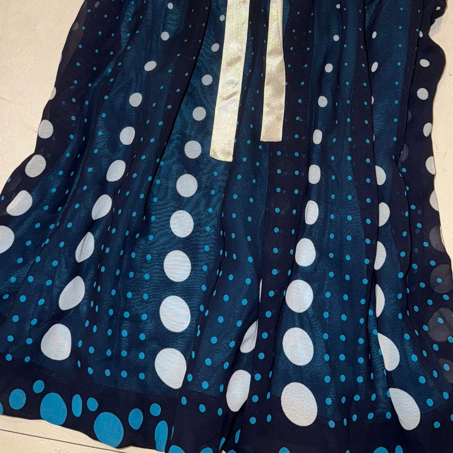 Blue lace polka dot layered tank