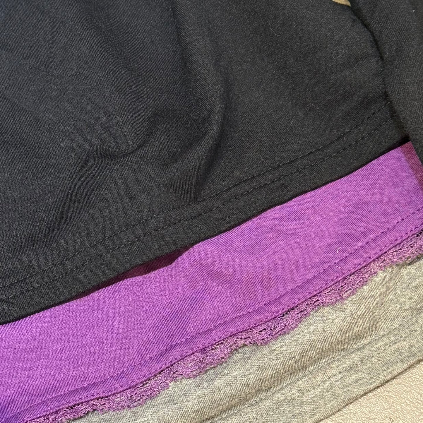 Purple black grey lace layered long sleeve