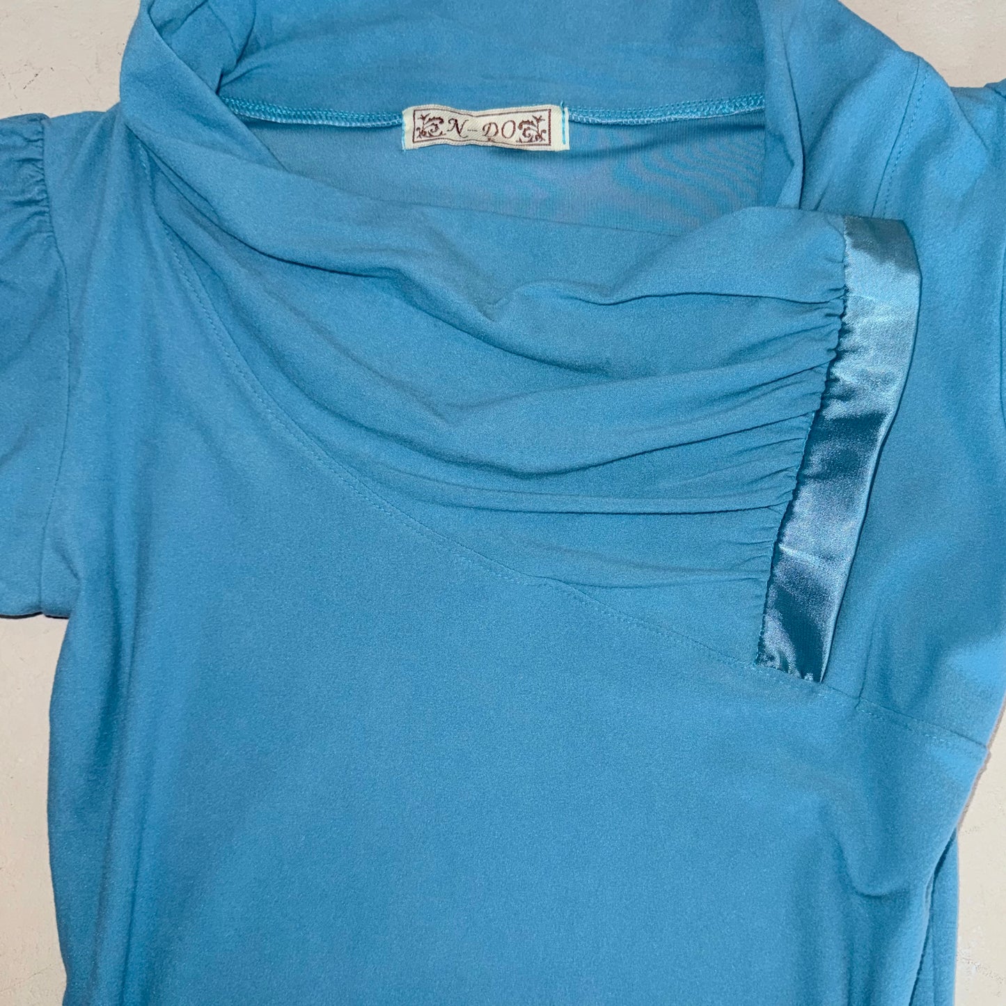 Blue puff sleeve blouse