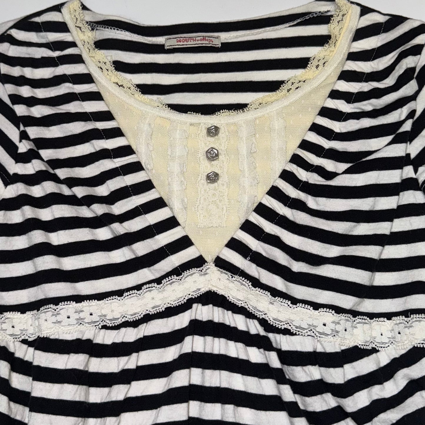 Striped lace layered top