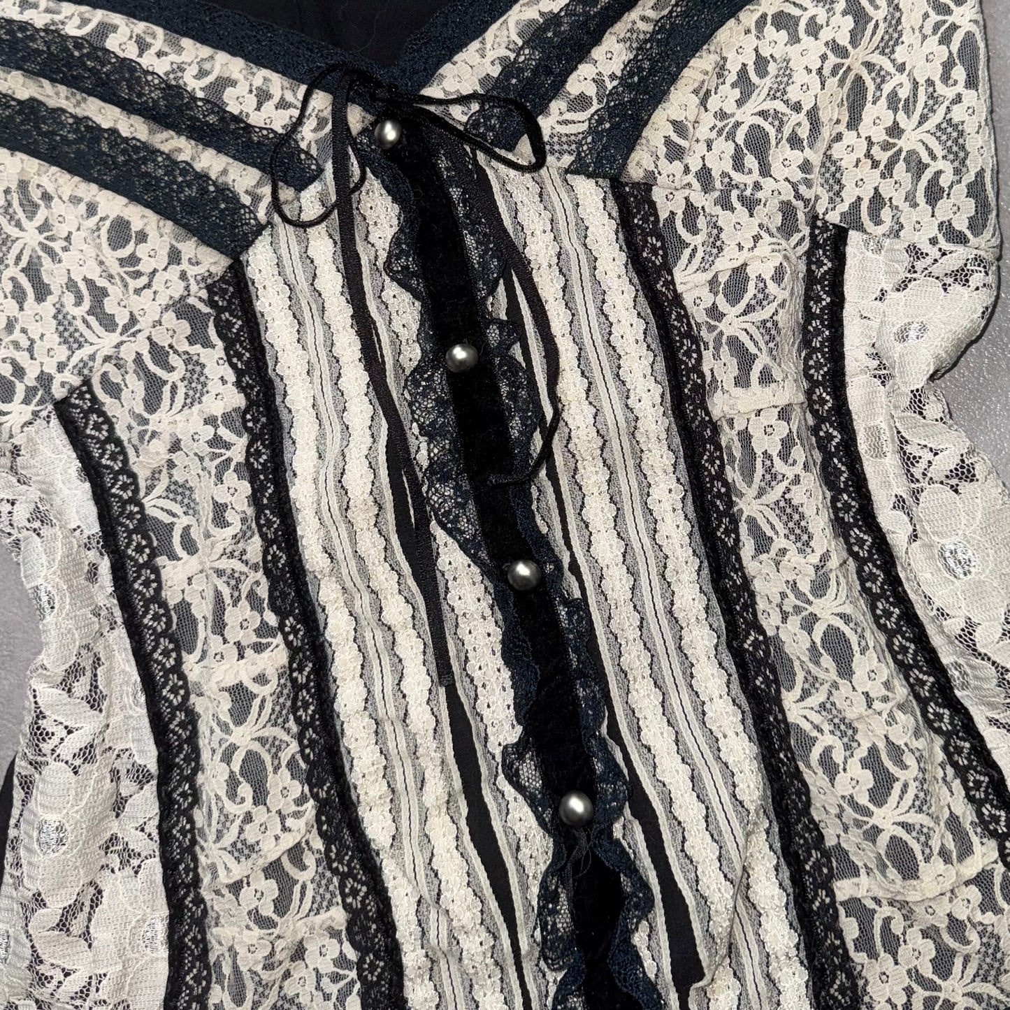 Black white lace tank
