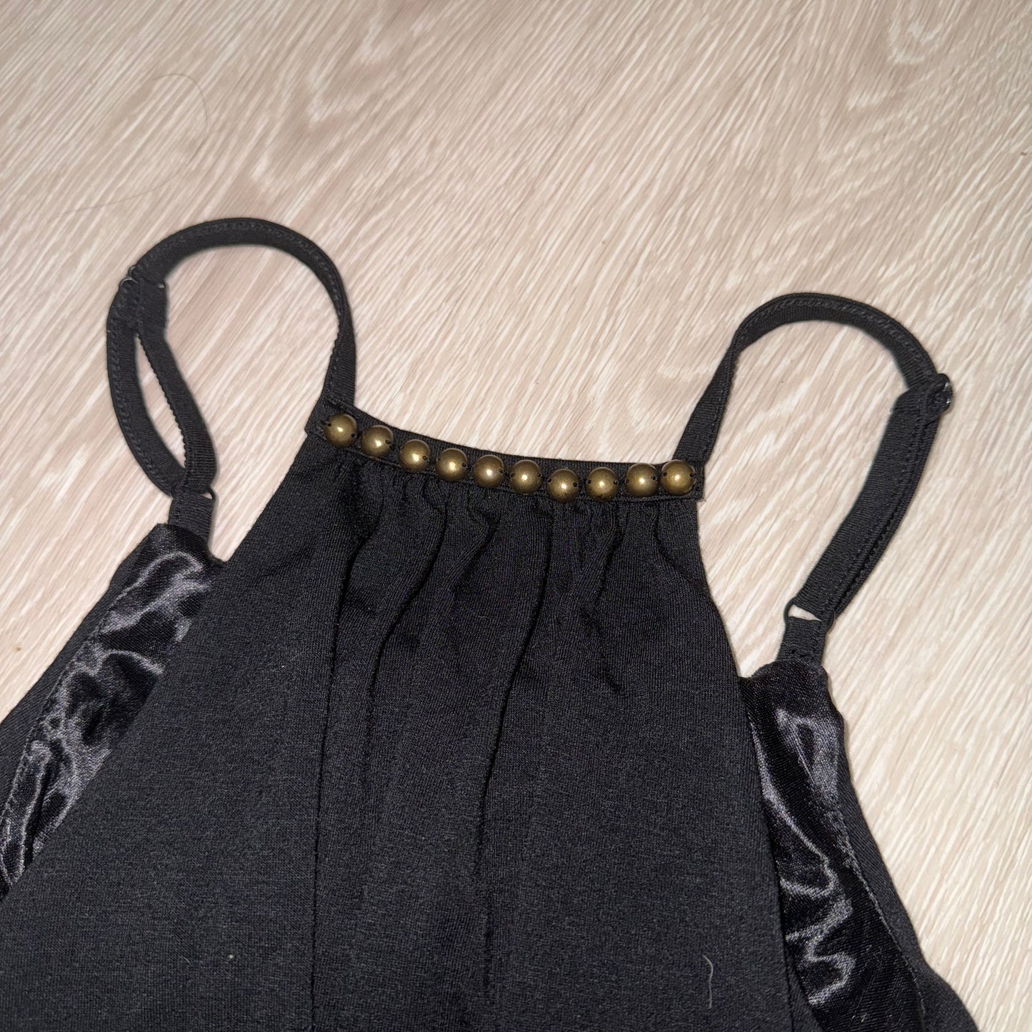 Super cool black rivet fringe dress