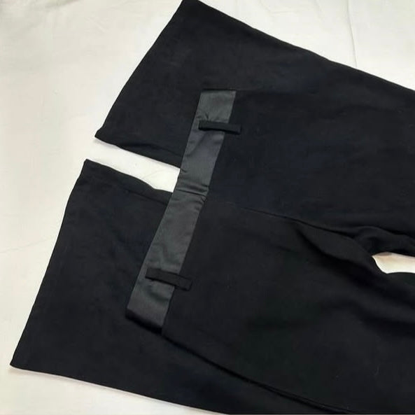 Black wide-leg suede pants