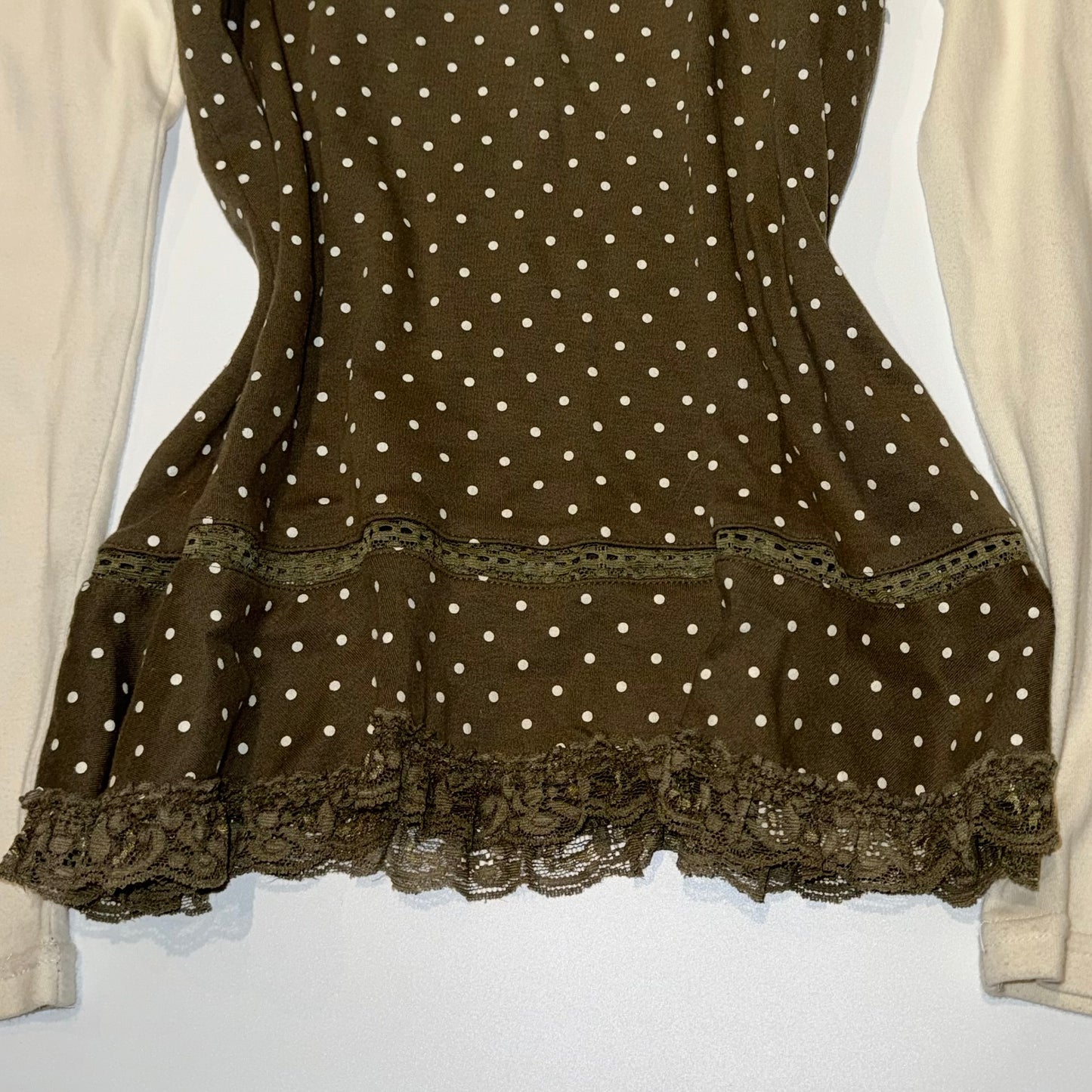 Polka dot layered lace long sleeve
