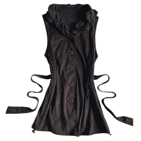 Brown dress with ruffle collar