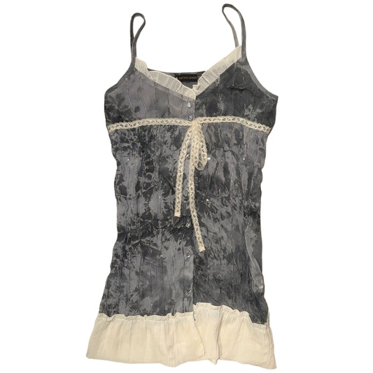 Grey glittering lace top