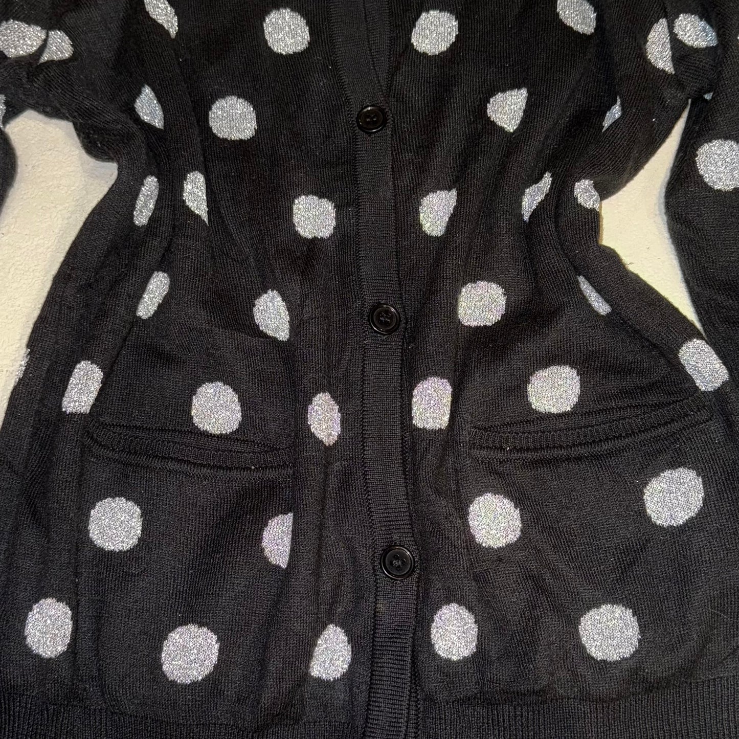 Black glittering polka dot cardigan