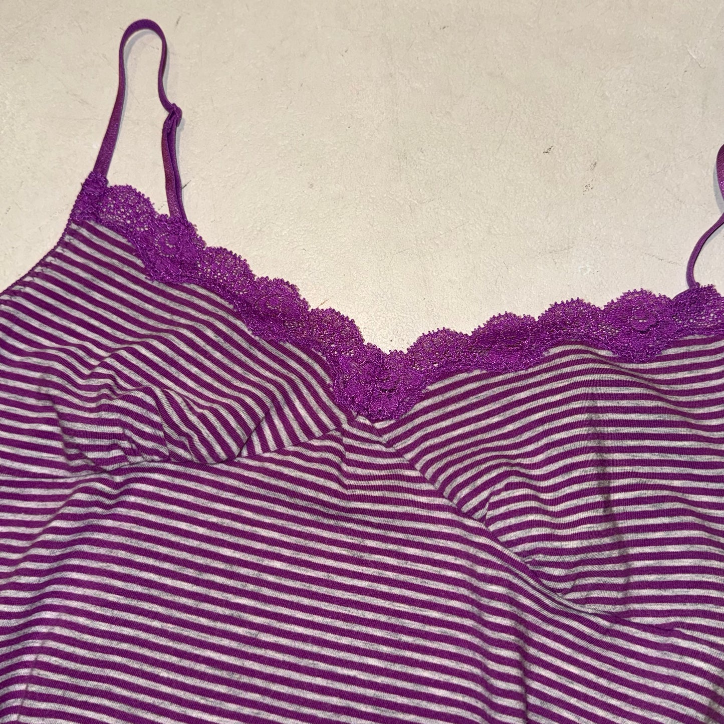 Purple stripe lace tank