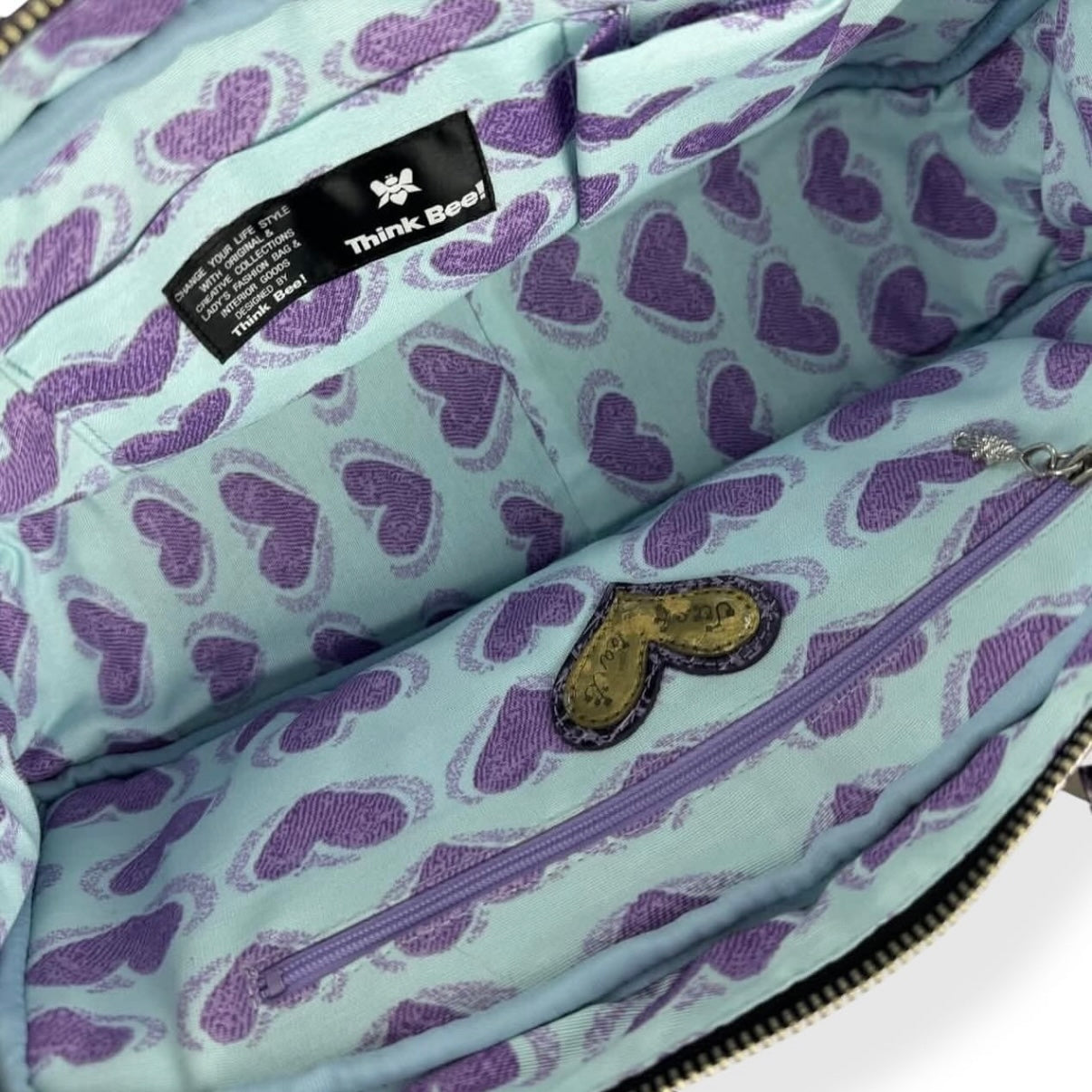 Think Bee purple butterflies shoulder bag