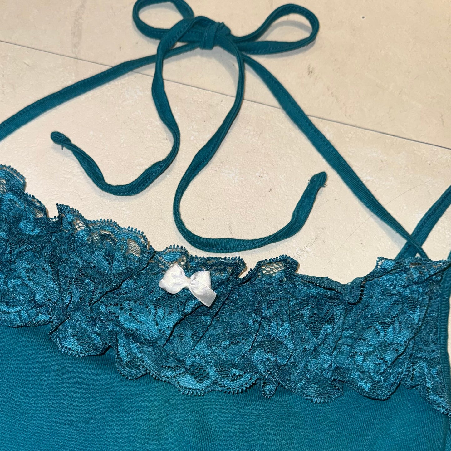 Teal lace cami
