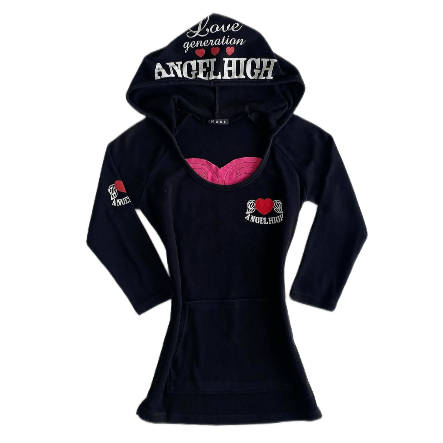 Angel High black hoodie with three-quarter sleeves
