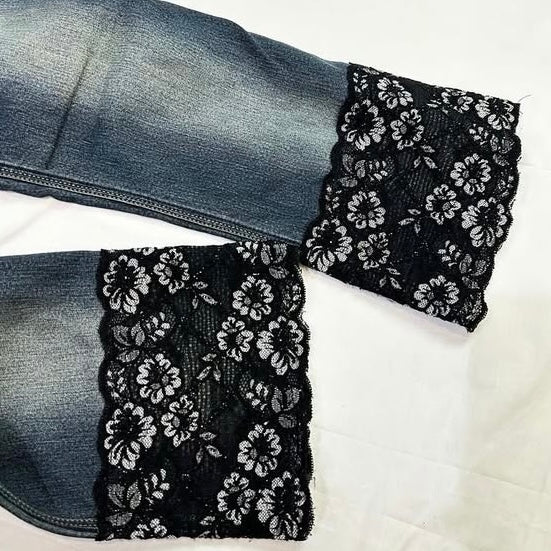 Denim lace capri pants