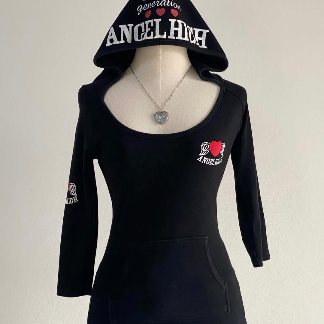 Angel High black hoodie with three-quarter sleeves