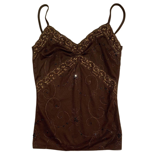 Brown lace cami