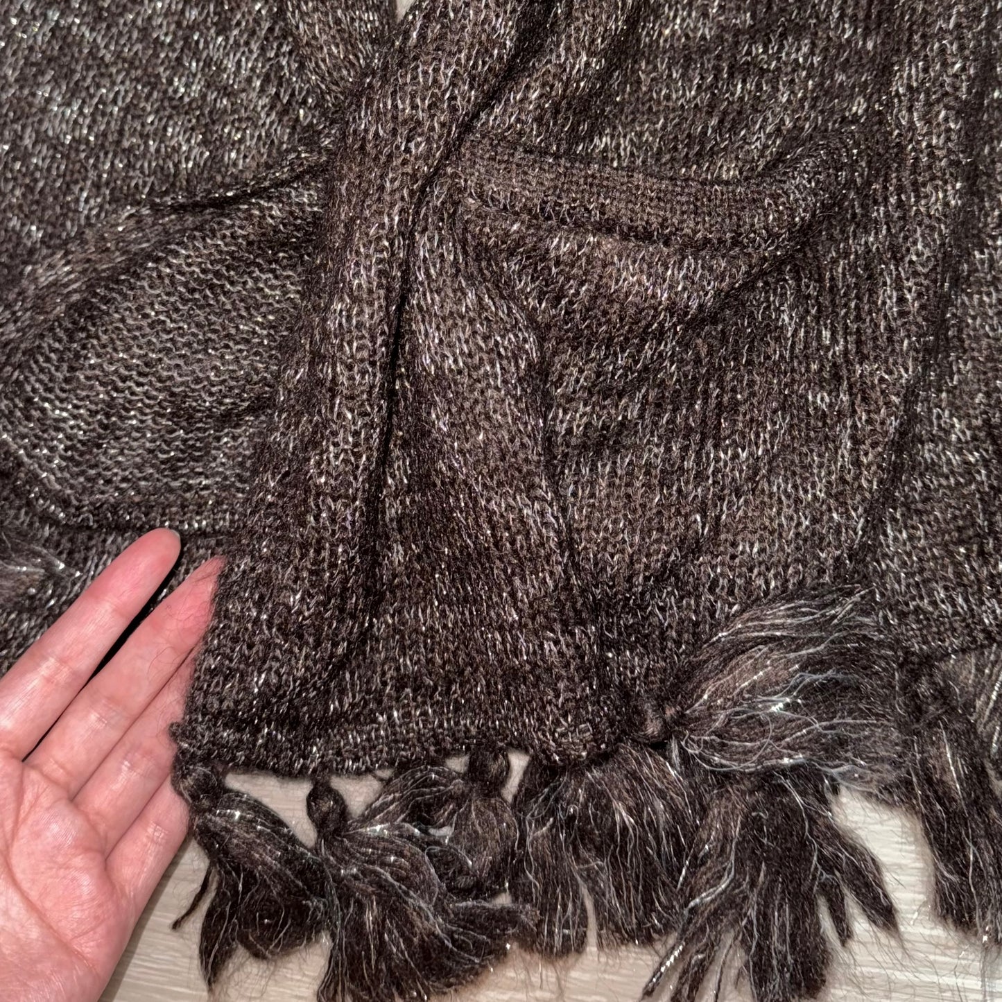 Brown glittering knit top