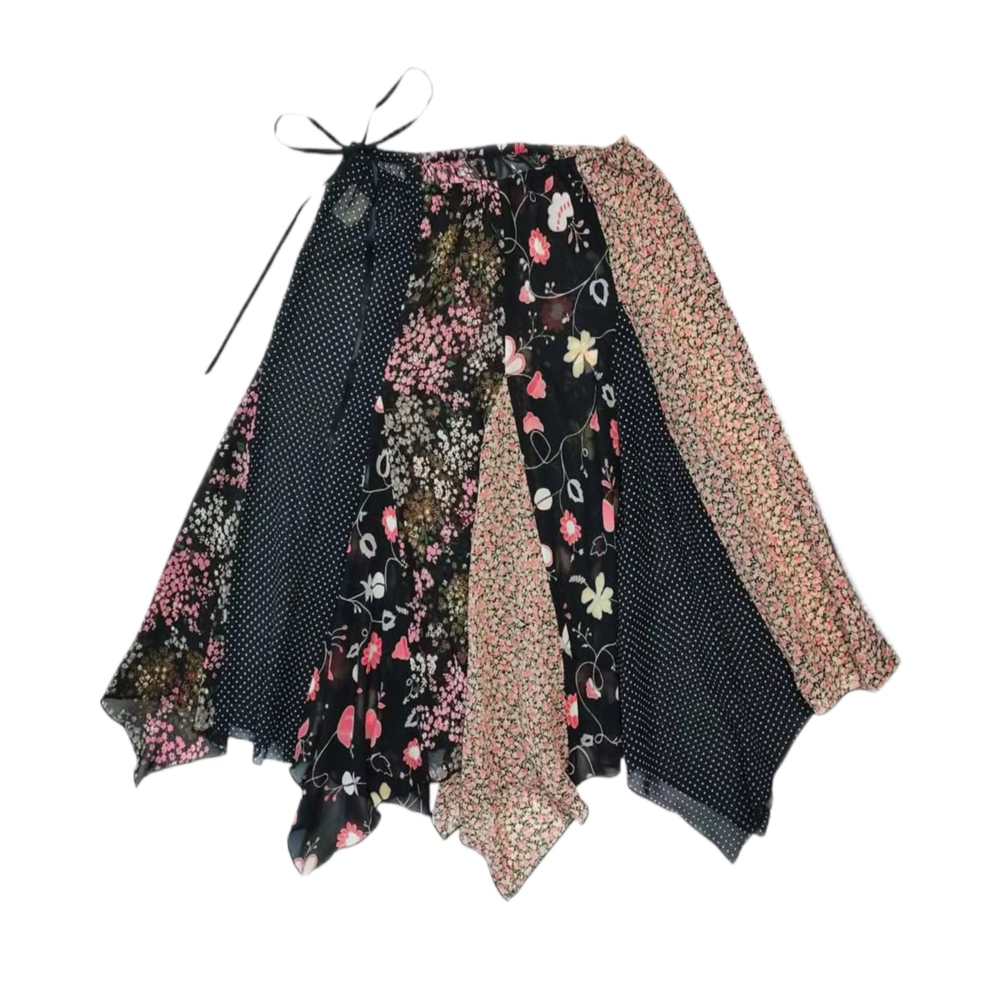 Floral patchwork mesh skirt