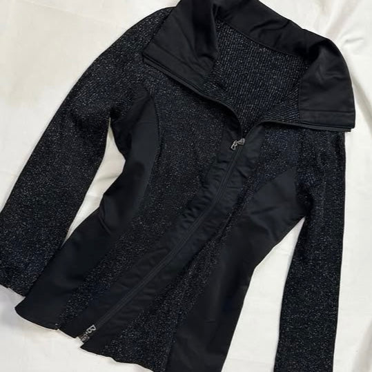 Black glittering double zip jacket