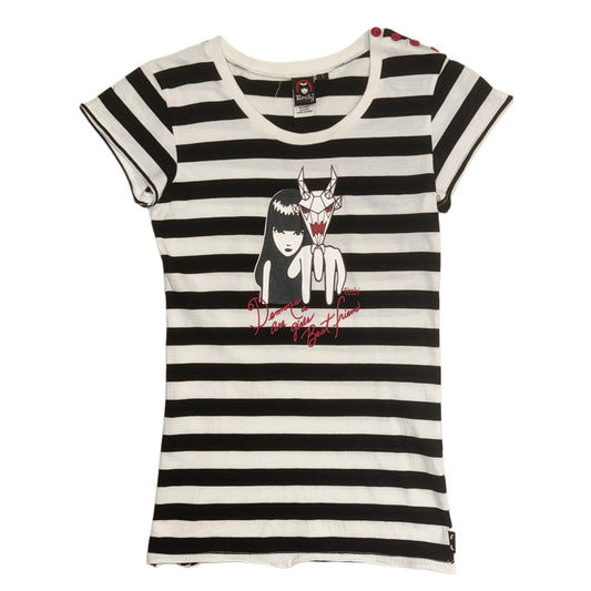2007 Emily the strange striped button top