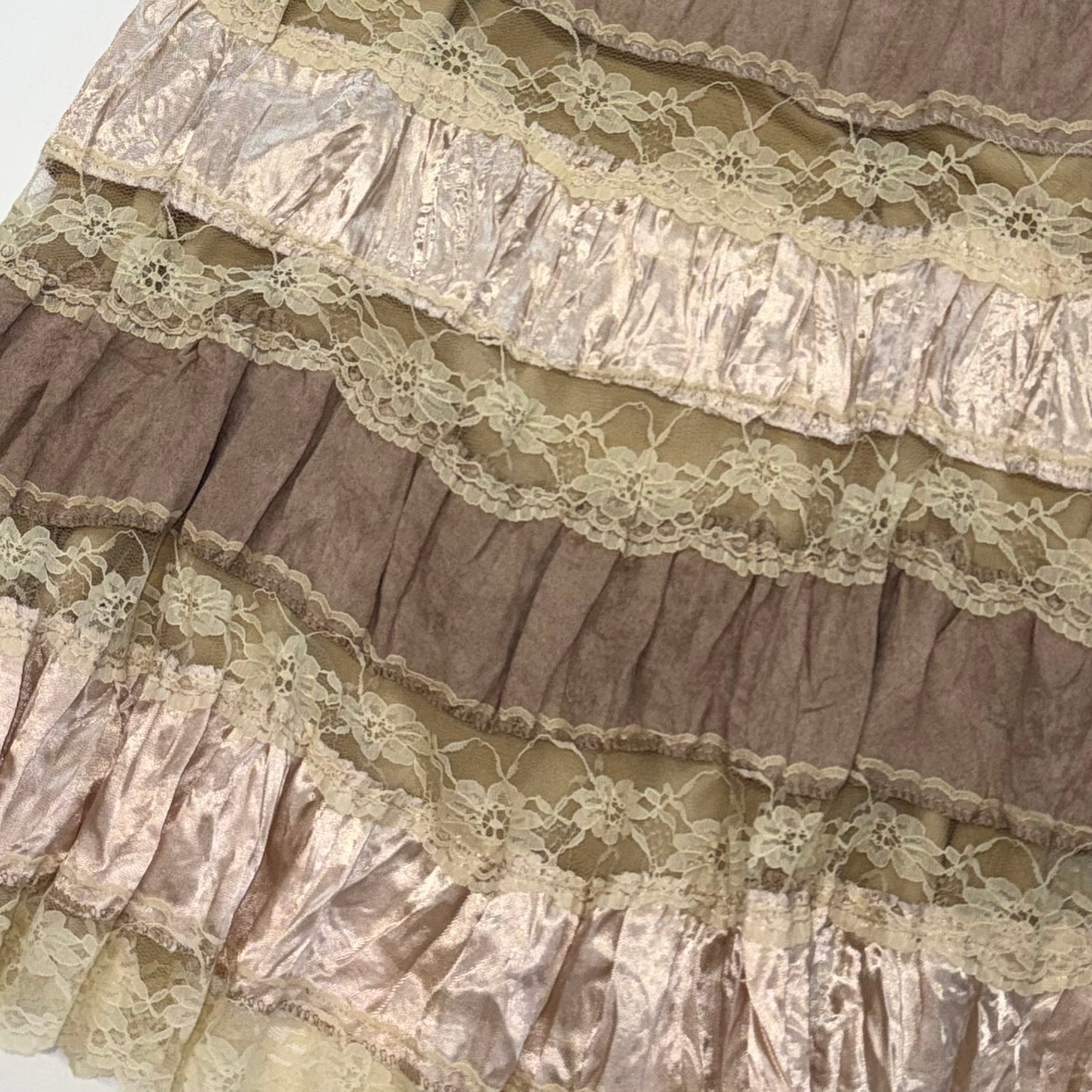 Beige lace suede skirt