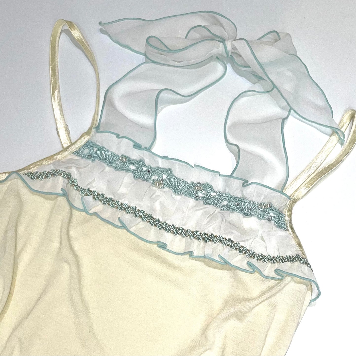 Axes Ivory baby blue halter cami