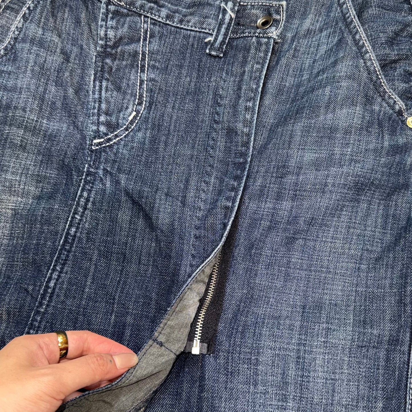 Asymmetrical denim skirt