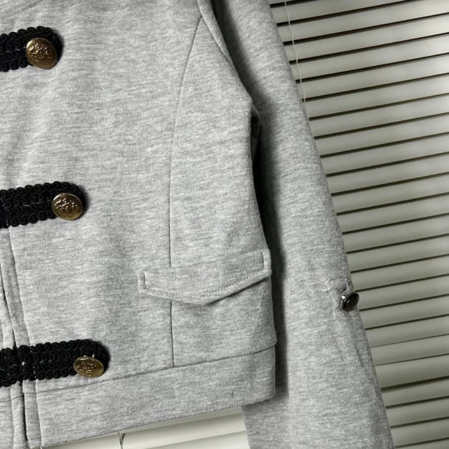 Lazy Daisy grey zip cropped outer