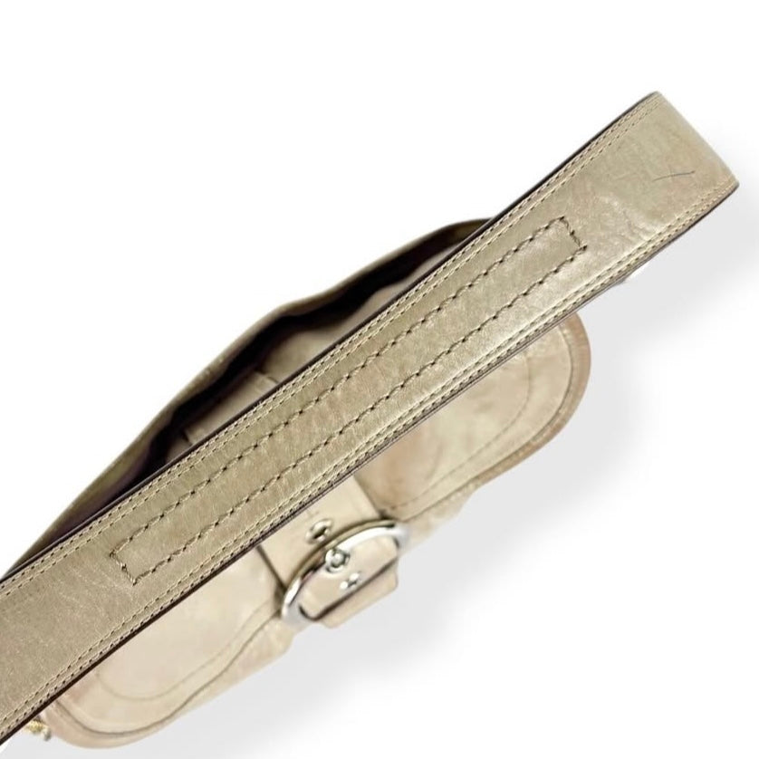 Coach metallic sliver signature soho leather bag