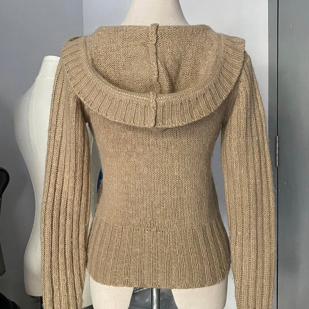 Beige knit hoodie