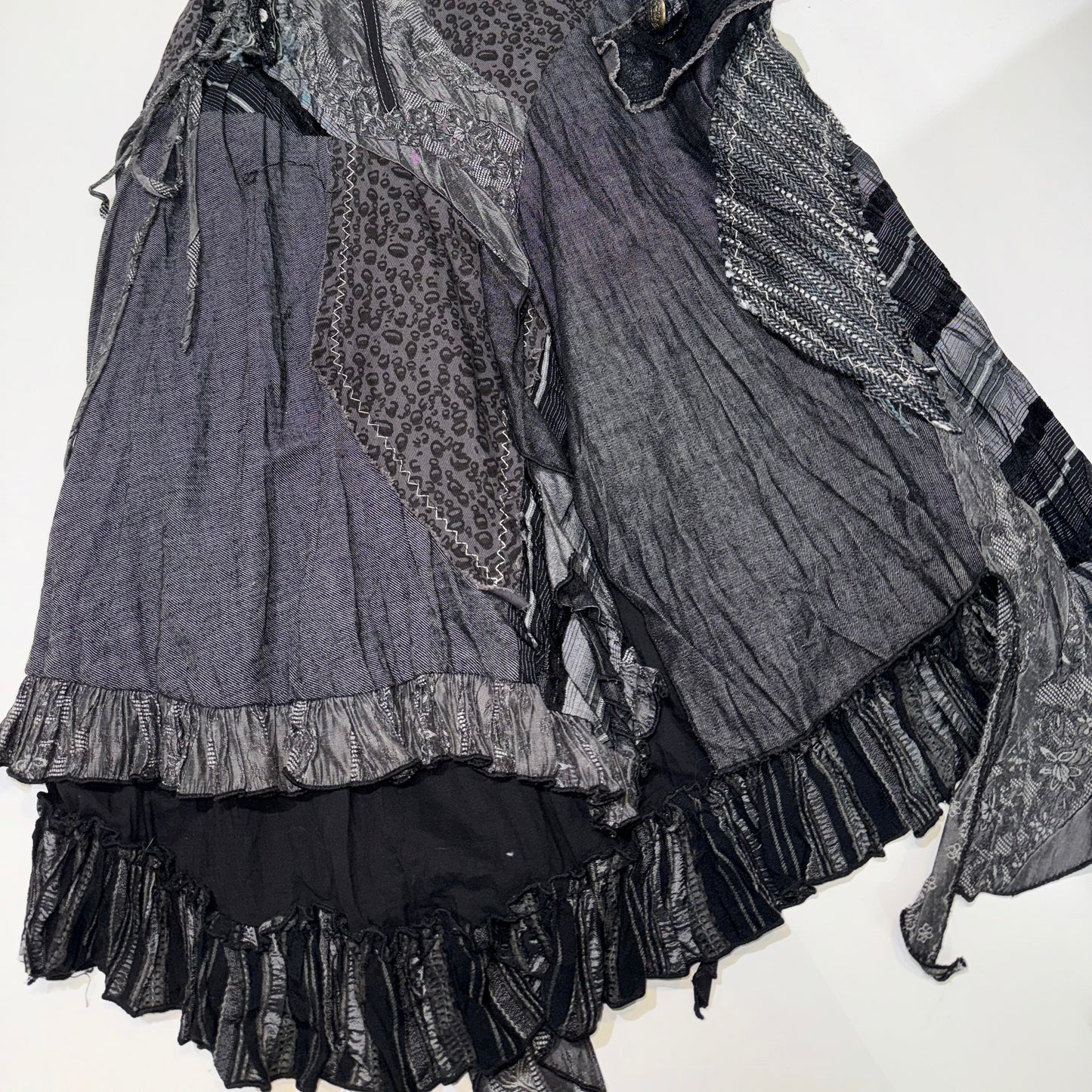 Leopard denim patchwork dress