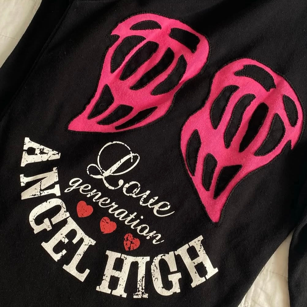 Angel High black hoodie with three-quarter sleeves