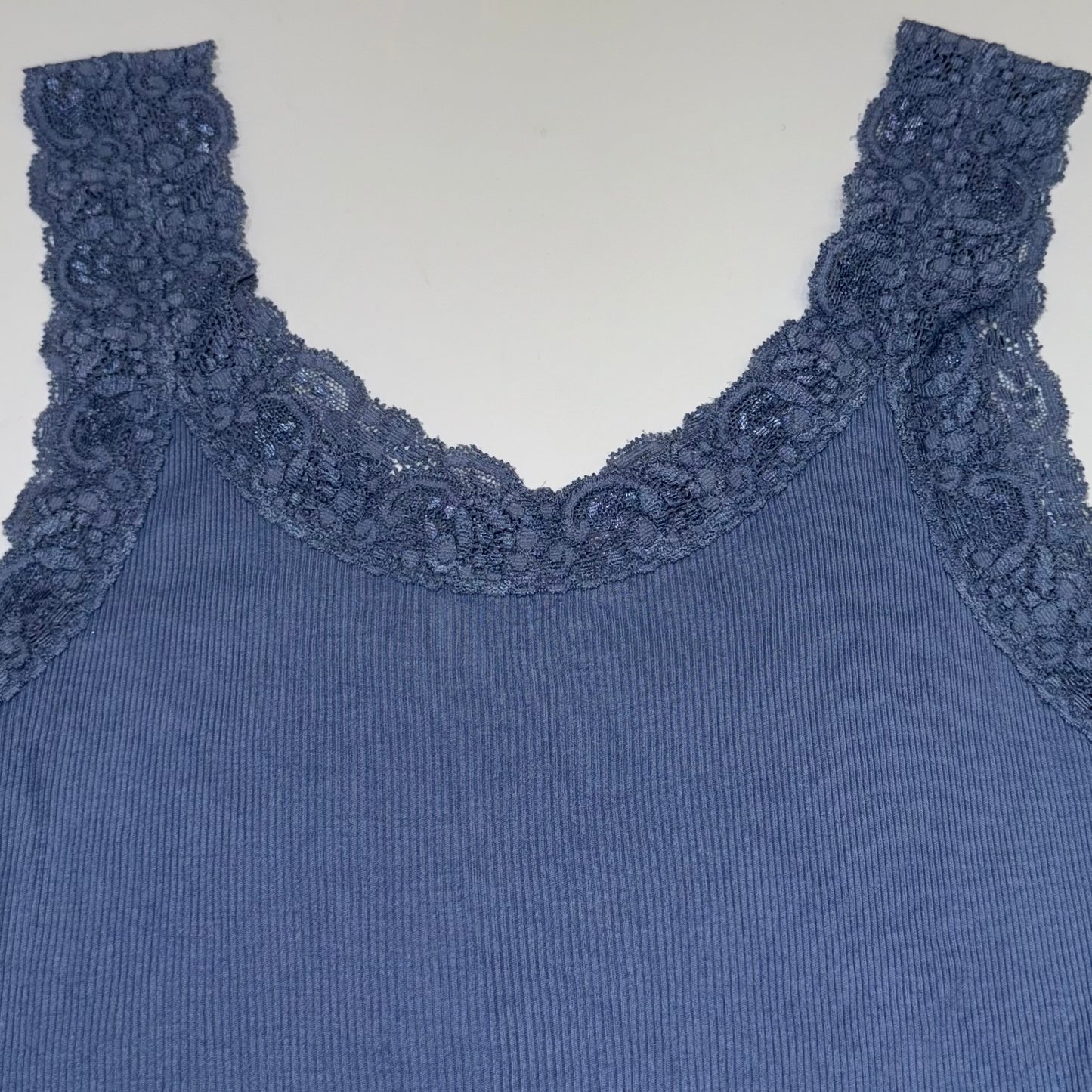 Blue lace trim tank