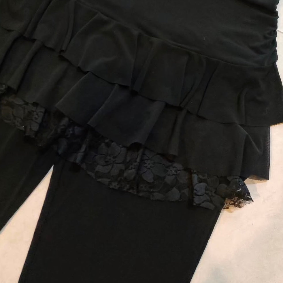 Black lace layered pants