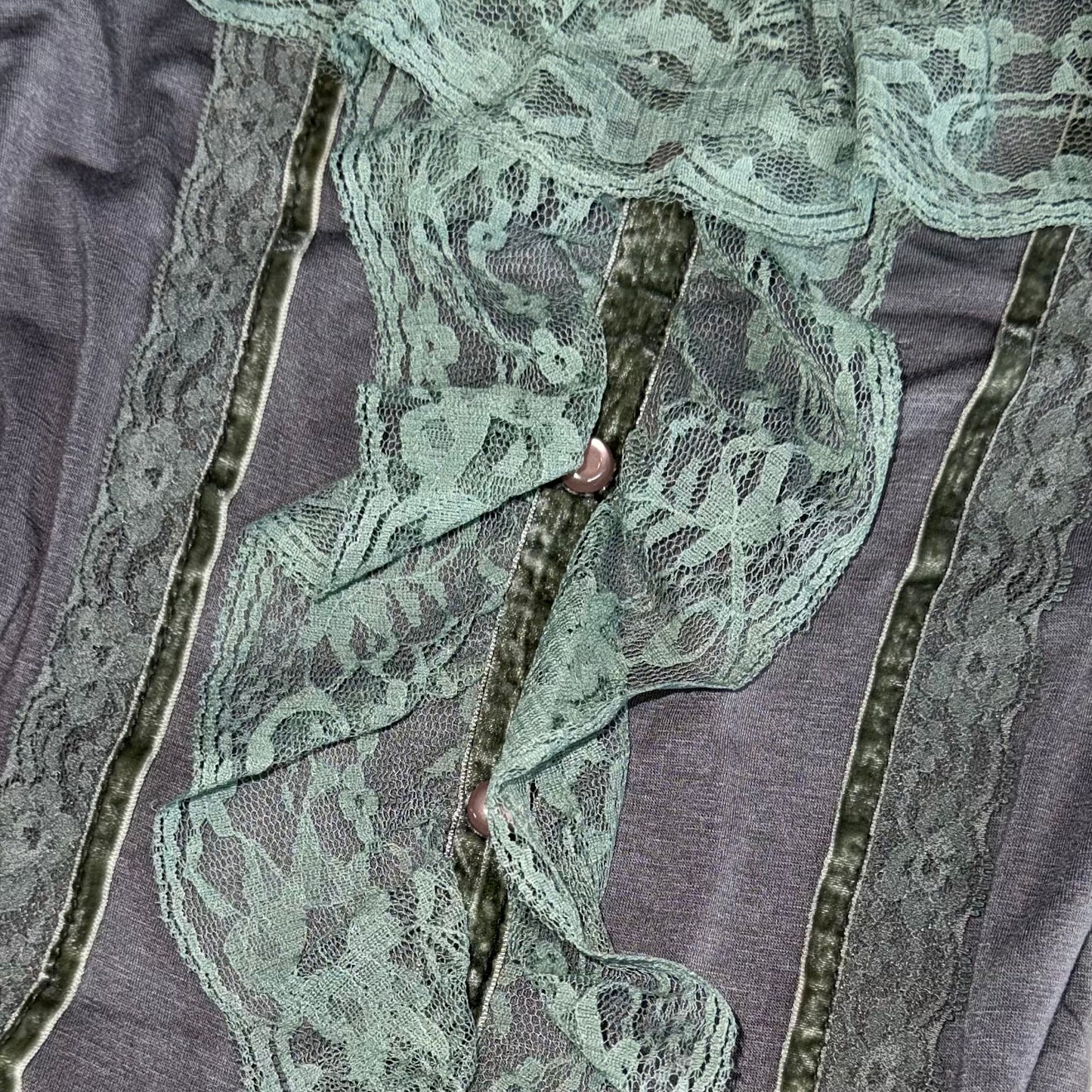 Grey green lace cami