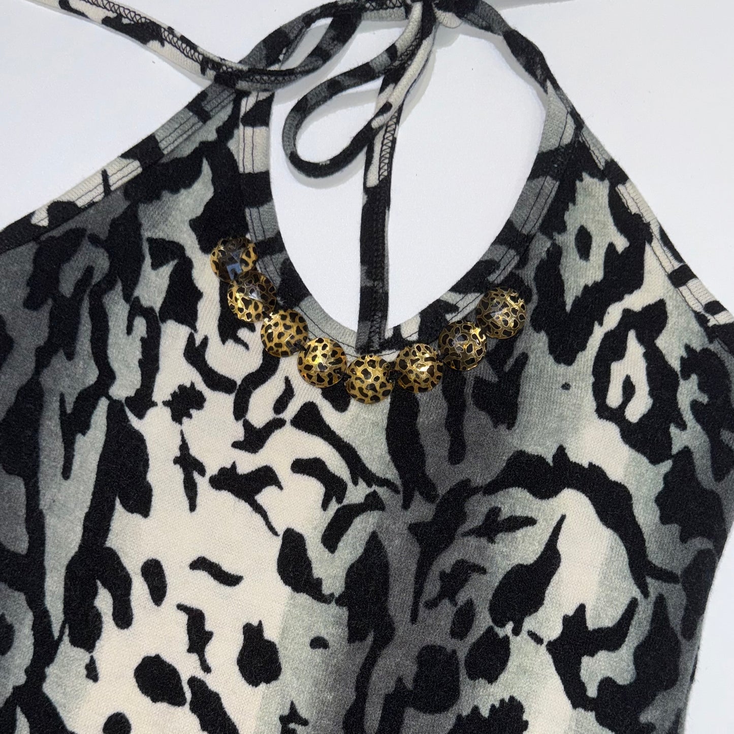 Dark grey cheetah print halter