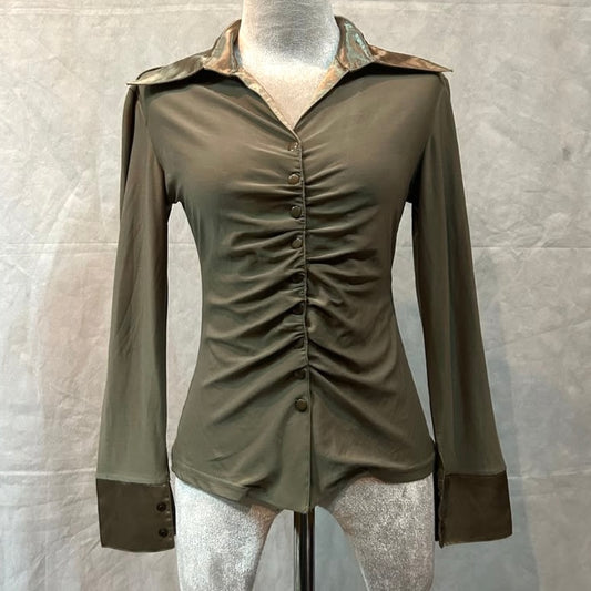 Green pleated shirt
