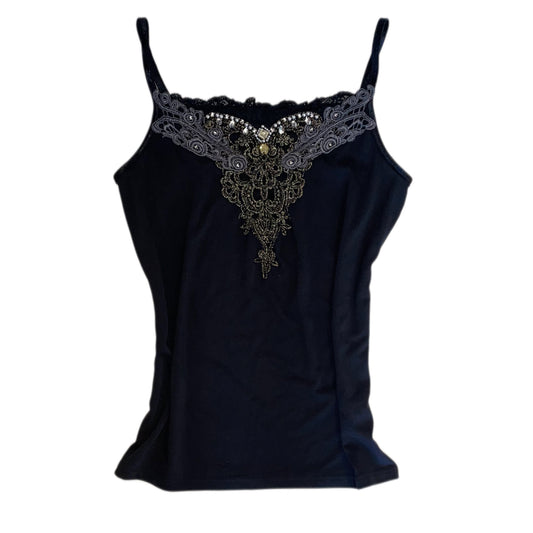 Axes black embroidered lace cami