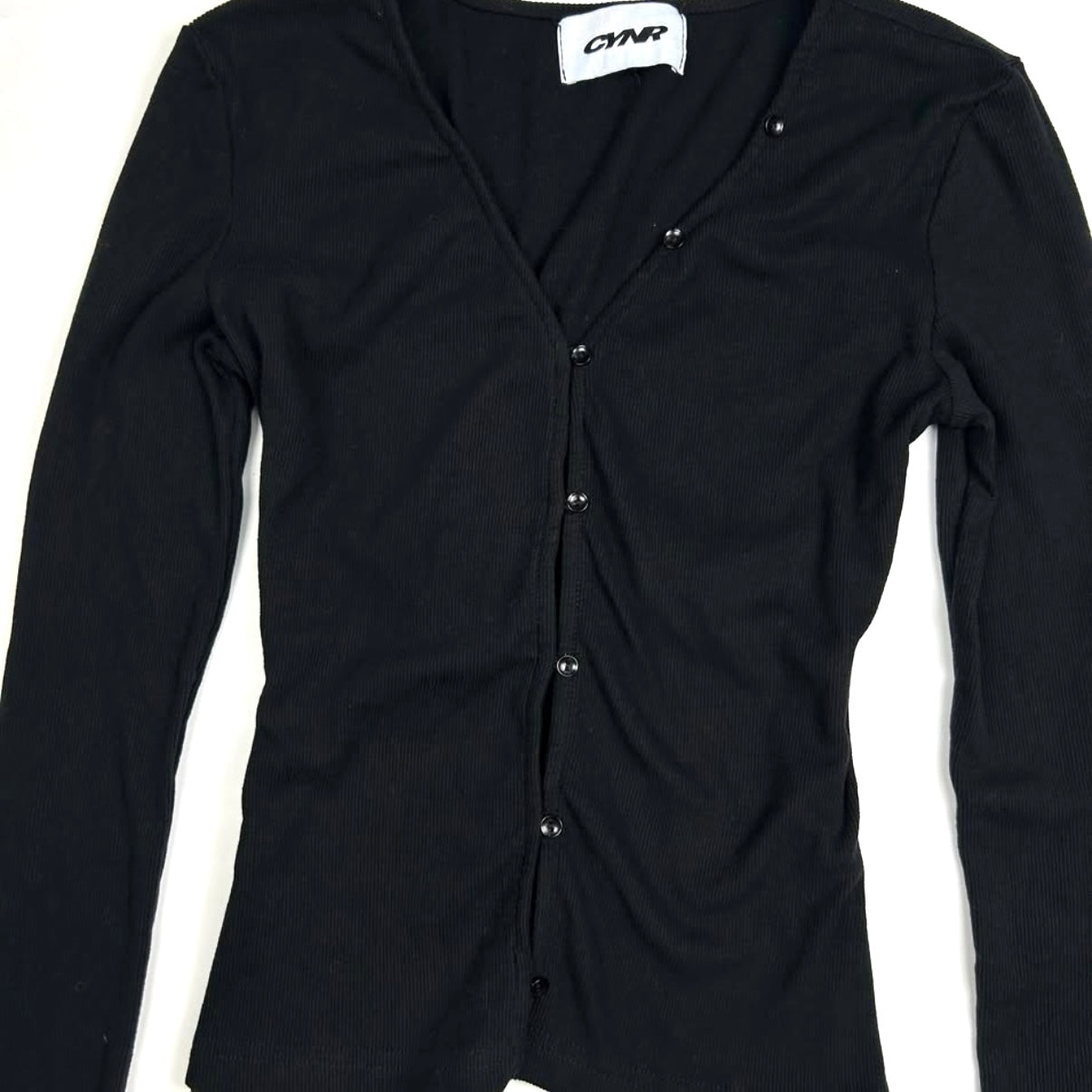 Black buttons cardigan with furry sleeve