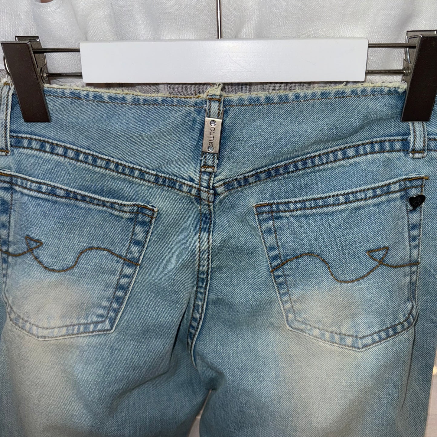 Lace denim flare jeans