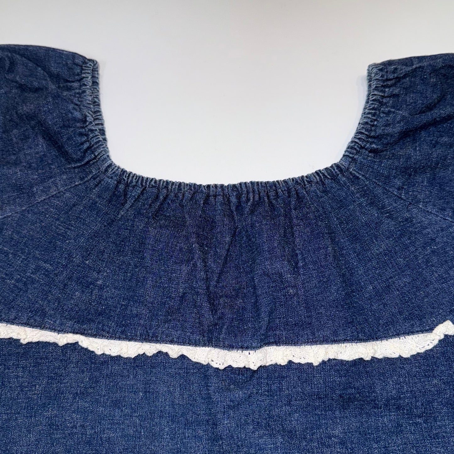Denim lace trim dress