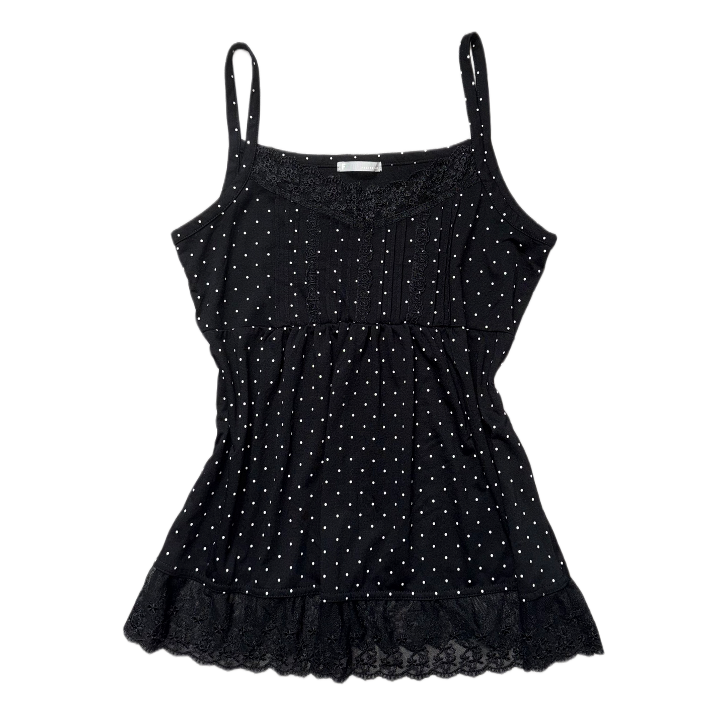 Black polka dot lace tank