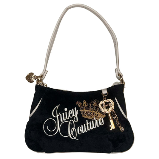 Juicy Couture black velvet adorable shoulder bag with keychain
