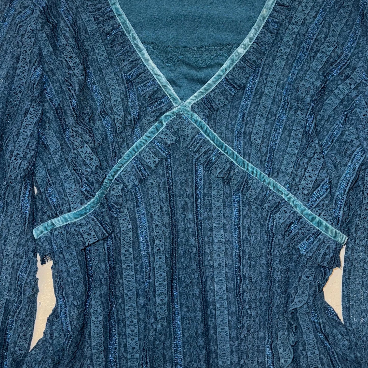 Peacock blue lace long sleeve